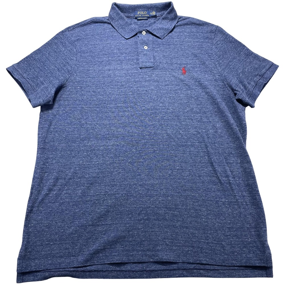 Polo Ralph Lauren Polo Shirt Mens XL Blue Custom Slim Fit Jersey Pony Logo